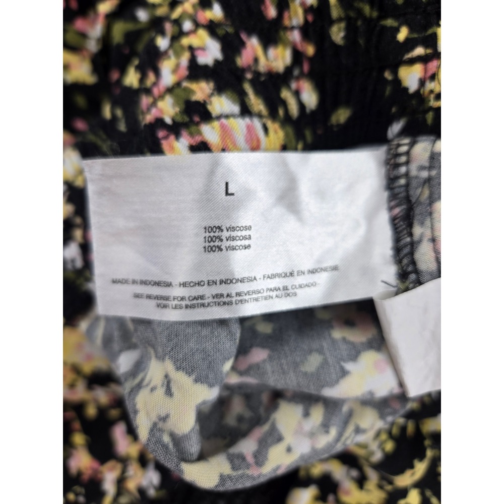 Jessica Simpson Womens Black Yellow Floral Elastic Waist Tapered Pants Large - Picture 3 of 8
